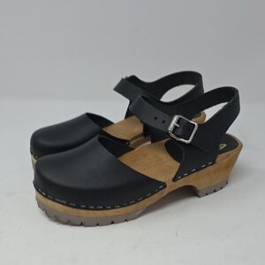 MIA Black Leather Women's Mules Size 37